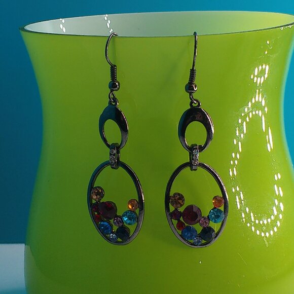 Seven colors rhinestone crystal dangle earrings - Picture 3 of 7
